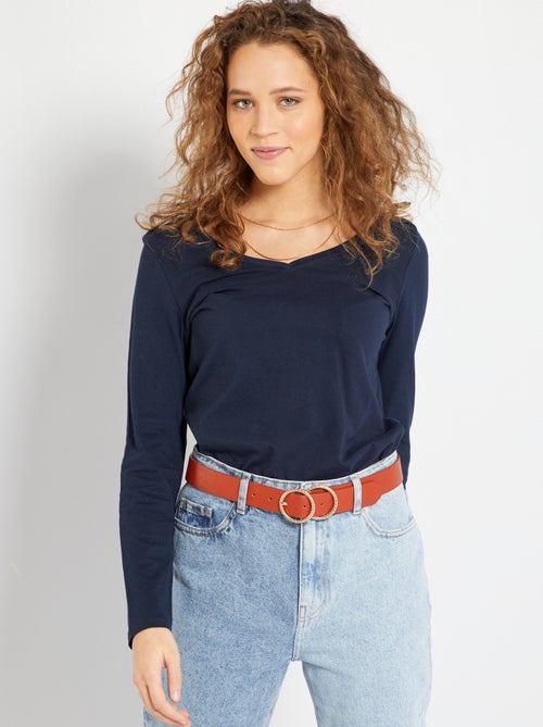 T-shirt com gola em bico - Kiabi