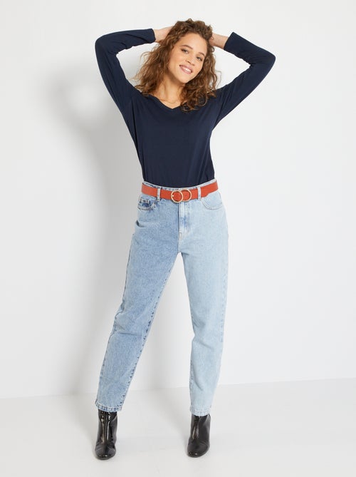 T-shirt com gola em bico - Kiabi