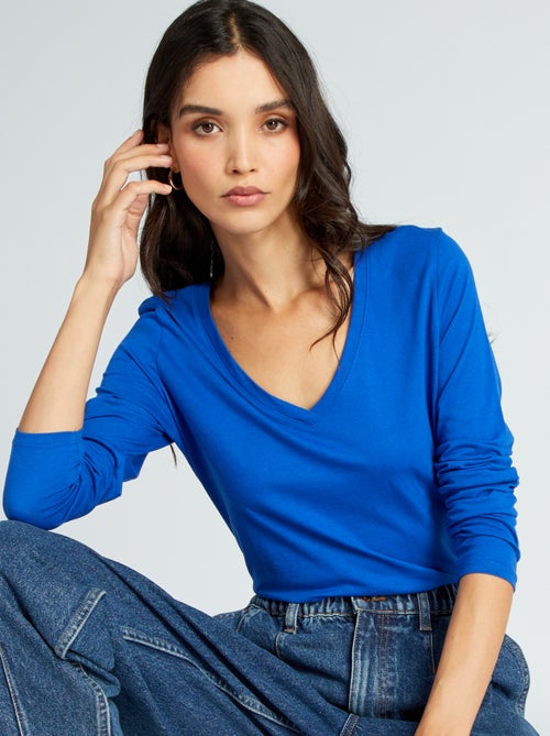 T-shirt com gola em bico - Kiabi