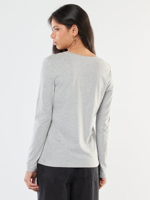 T-shirt com gola em bico - Kiabi