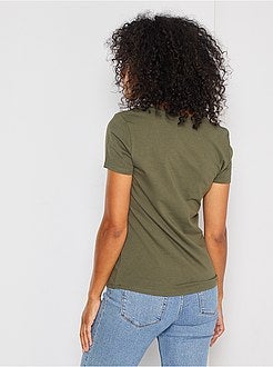 T-shirt com gola em V - Kiabi