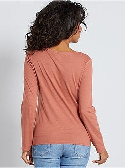 T-shirt com gola em V - Kiabi