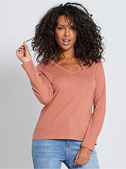 T-shirt com gola em V - Kiabi