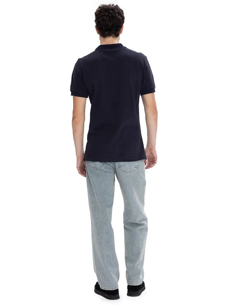 T-shirt com gola polo e botões giesto Azul-marinho - Kiabi