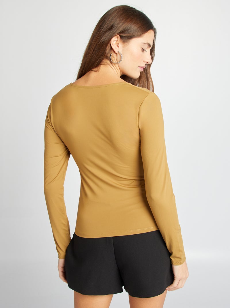 T-shirt com gola quadrada VERDE - Kiabi