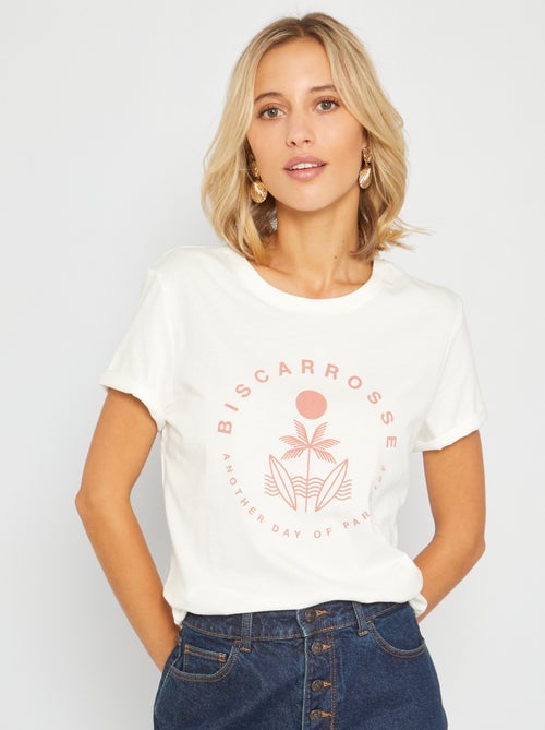 T-shirt com gola redonda 'Biscarrose' - Kiabi