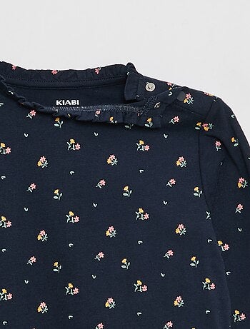 T-shirt com gola redonda com folhos - coleção fácil de vestir