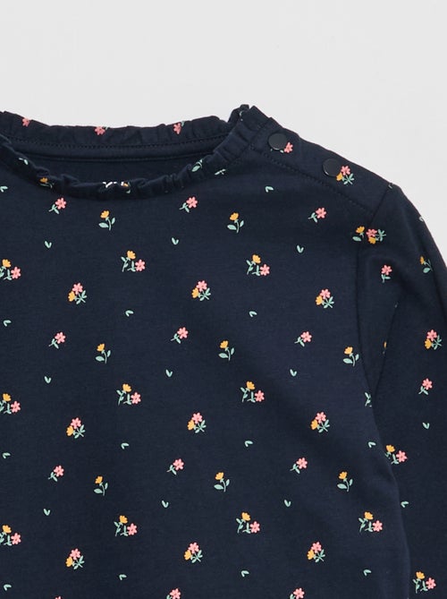 T-shirt com gola redonda com folhos - coleção fácil de vestir - Kiabi