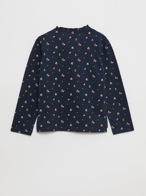 T-shirt com gola redonda com folhos - coleção fácil de vestir - Kiabi