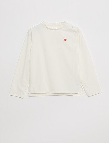 T-shirt com gola redonda com folhos - So Easy