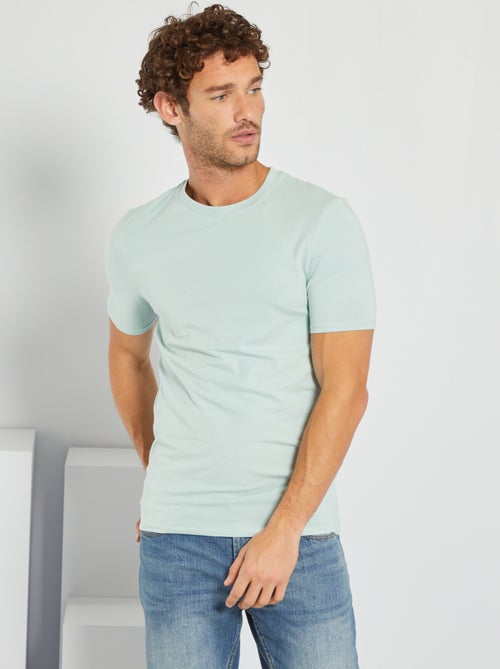 T-shirt com gola redonda de algodão - Muscle fit - Kiabi