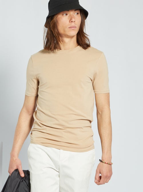 T-shirt com gola redonda de algodão - Muscle fit - Kiabi