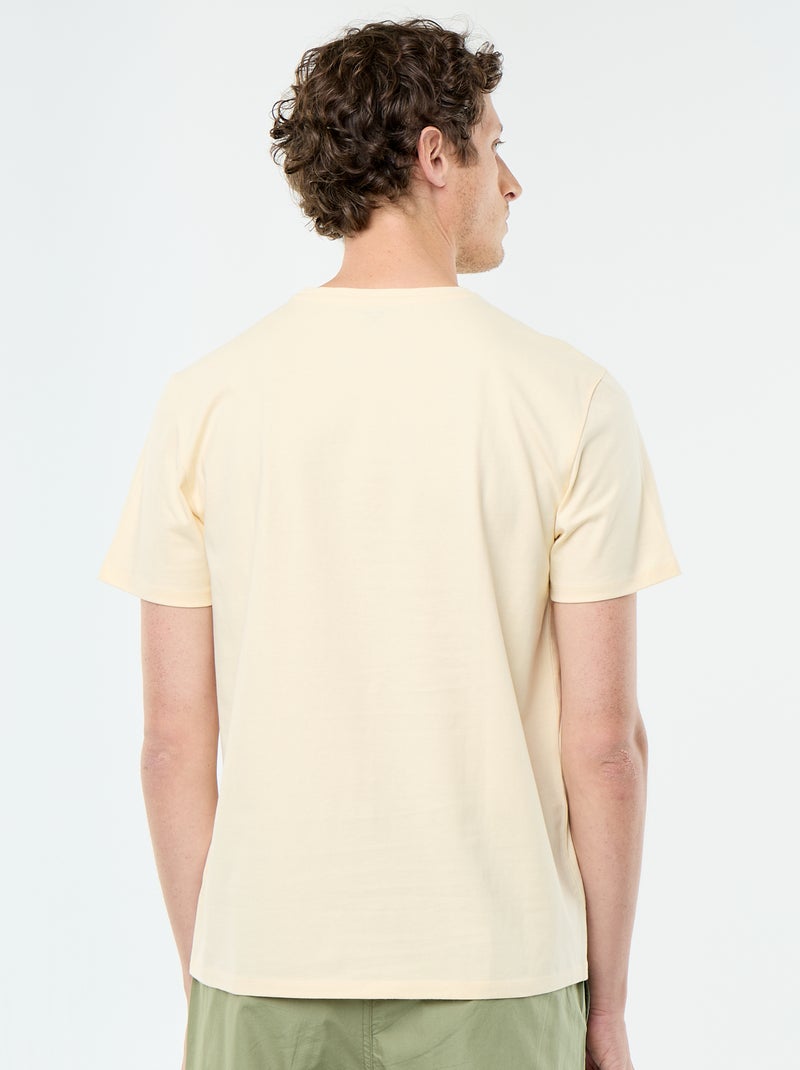 T-shirt com gola redonda de algodão Amarelo - Kiabi