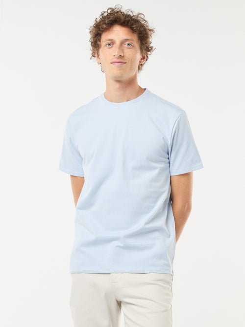T-shirt com gola redonda de algodão - Kiabi