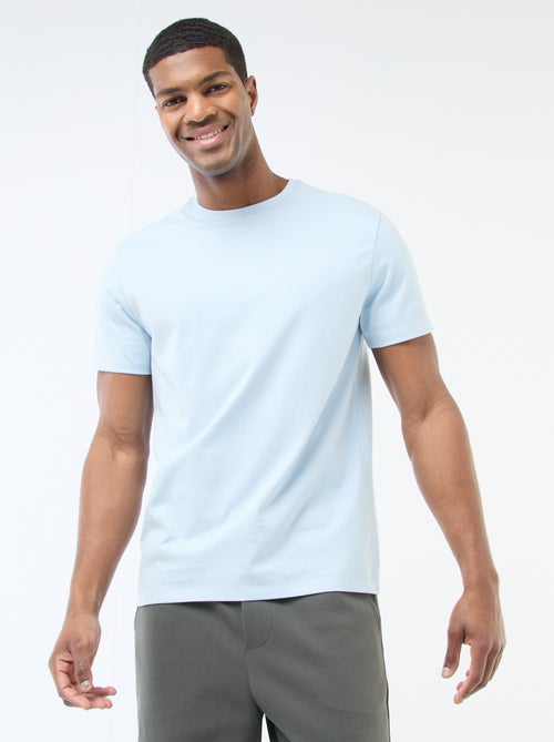 T-shirt com gola redonda de algodão - Kiabi