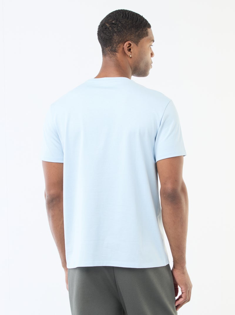 T-shirt com gola redonda de algodão Azul - Kiabi