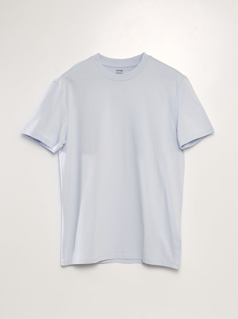 T-shirt com gola redonda de algodão AZUL - Kiabi
