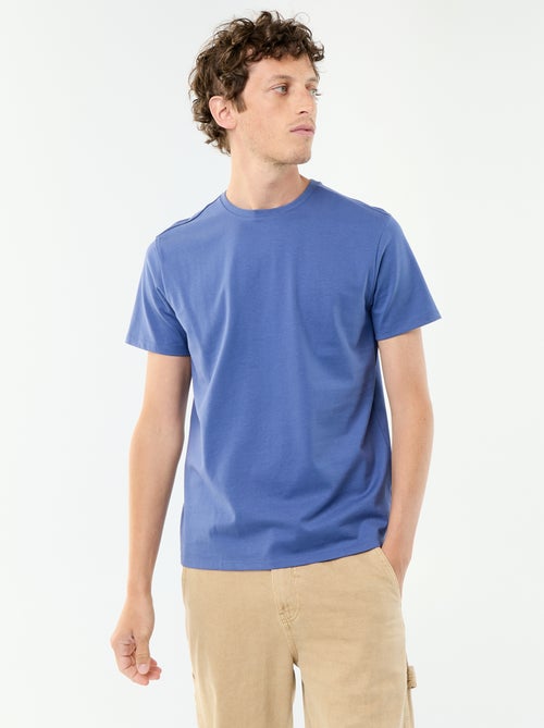 T-shirt com gola redonda de algodão - Kiabi T-shirt com gola redonda de algodão - Kiabi