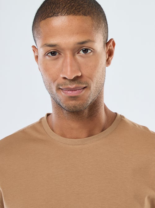 T-shirt com gola redonda de algodão - Kiabi