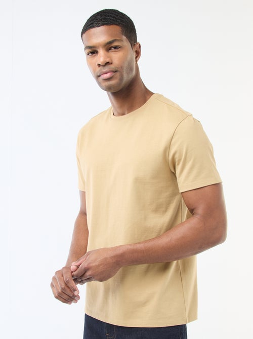 T-shirt com gola redonda de algodão - Kiabi