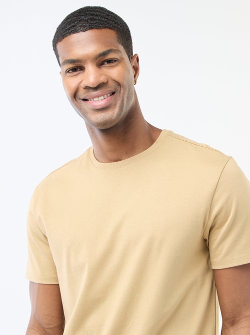 T-shirt com gola redonda de algodão - Kiabi