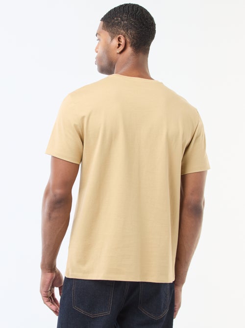 T-shirt com gola redonda de algodão - Kiabi
