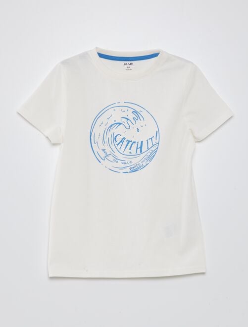 T-shirt com gola redonda de algodão - Kiabi