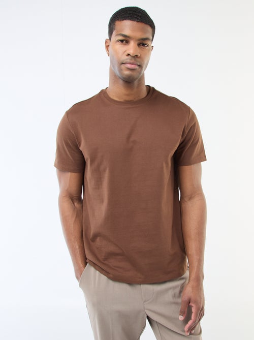 T-shirt com gola redonda de algodão - Kiabi