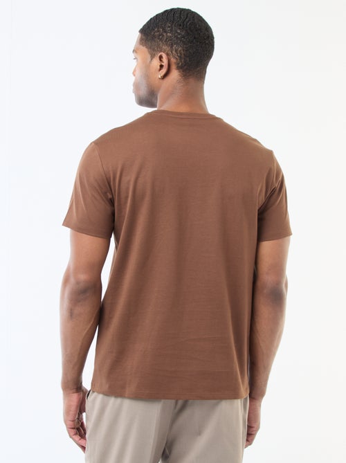 T-shirt com gola redonda de algodão - Kiabi