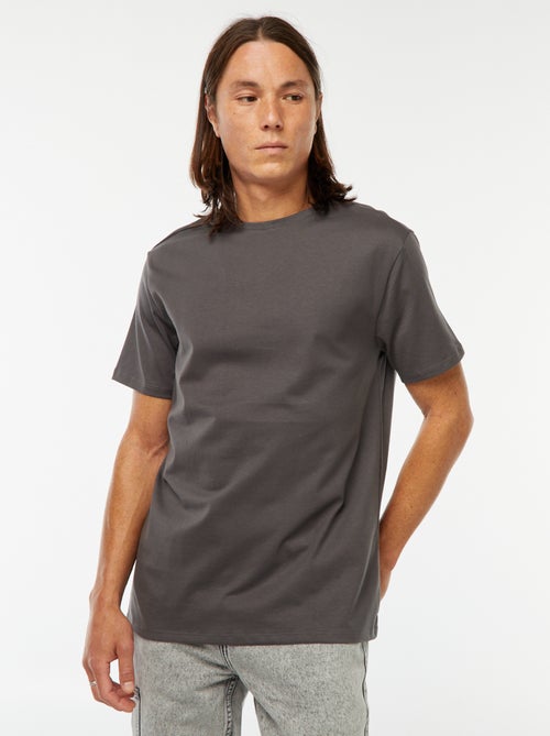 T-shirt com gola redonda de algodão - Kiabi