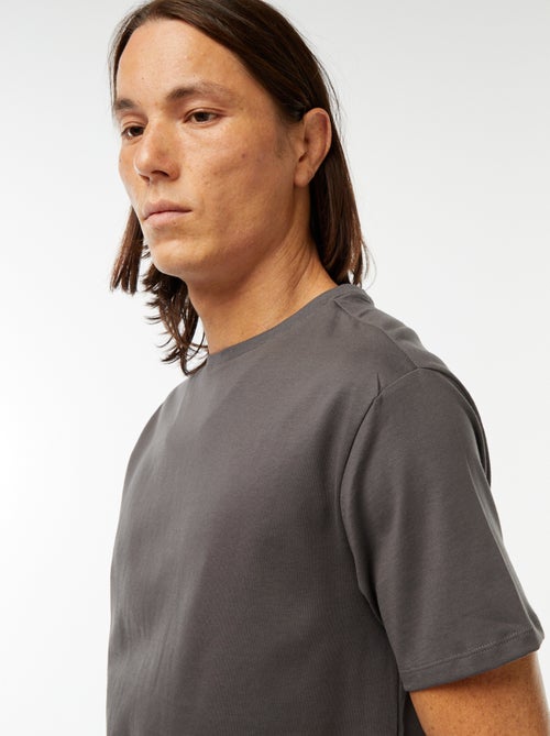 T-shirt com gola redonda de algodão - Kiabi