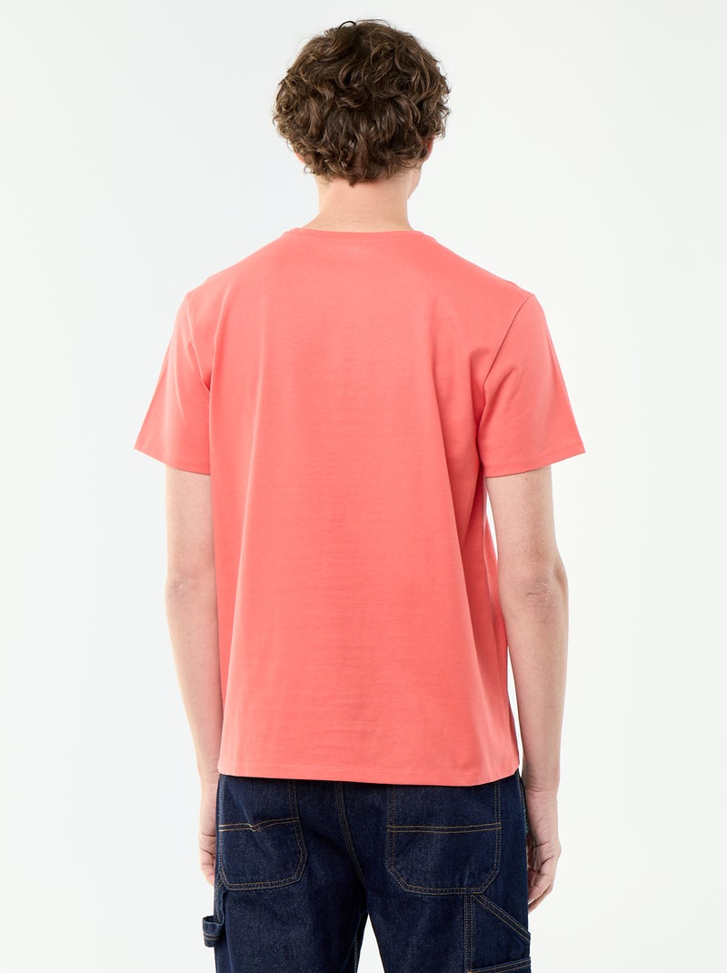 T-shirt com gola redonda de algodão Laranja - Kiabi