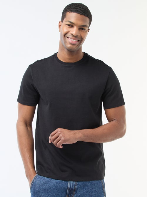 T-shirt com gola redonda de algodão - Kiabi