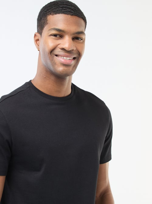 T-shirt com gola redonda de algodão - Kiabi