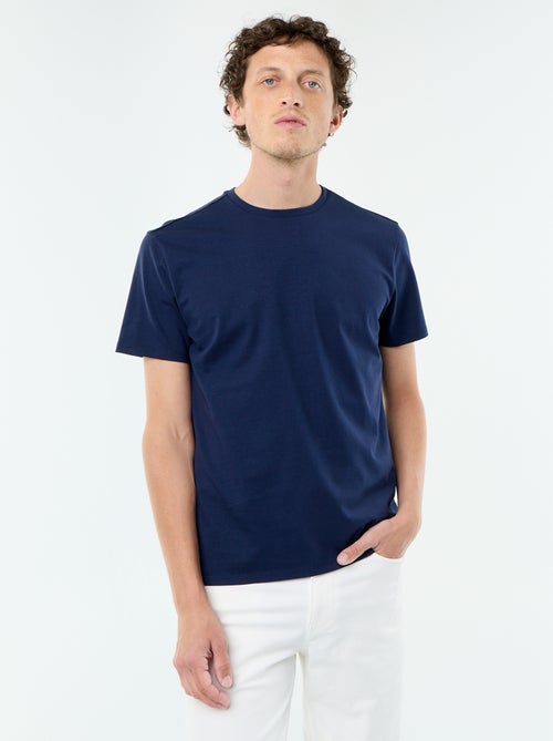 T-shirt com gola redonda de algodão - Kiabi T-shirt com gola redonda de algodão - Kiabi
