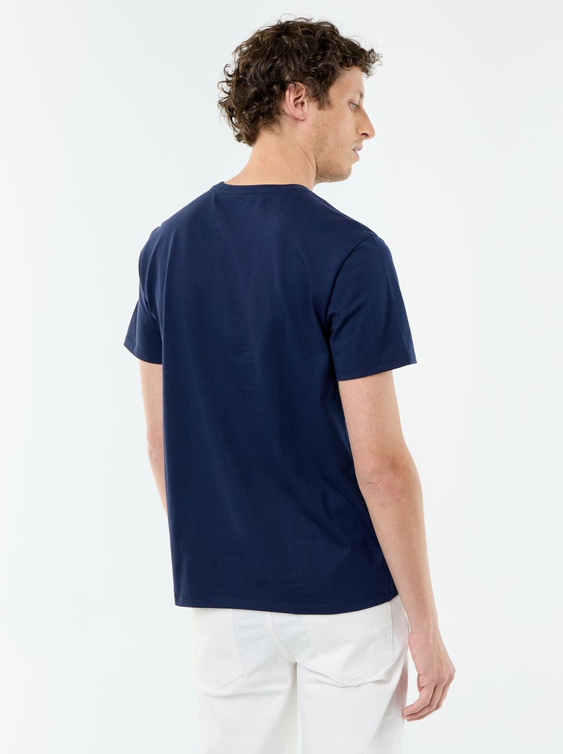 T-shirt com gola redonda de algodão Preto - Kiabi