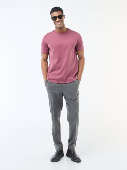 T-shirt com gola redonda de algodão - Kiabi