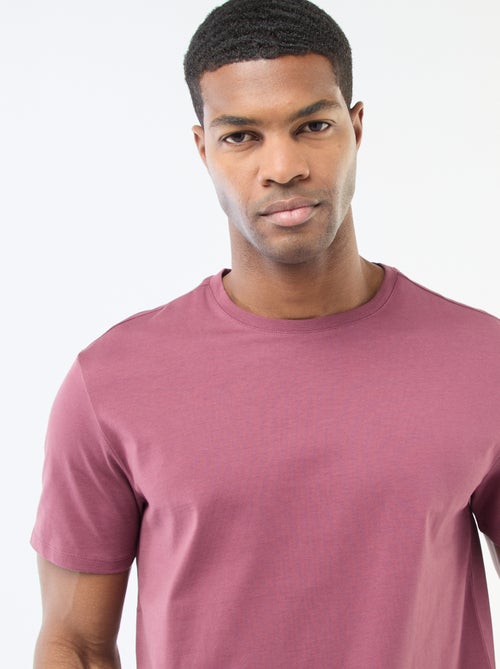 T-shirt com gola redonda de algodão - Kiabi