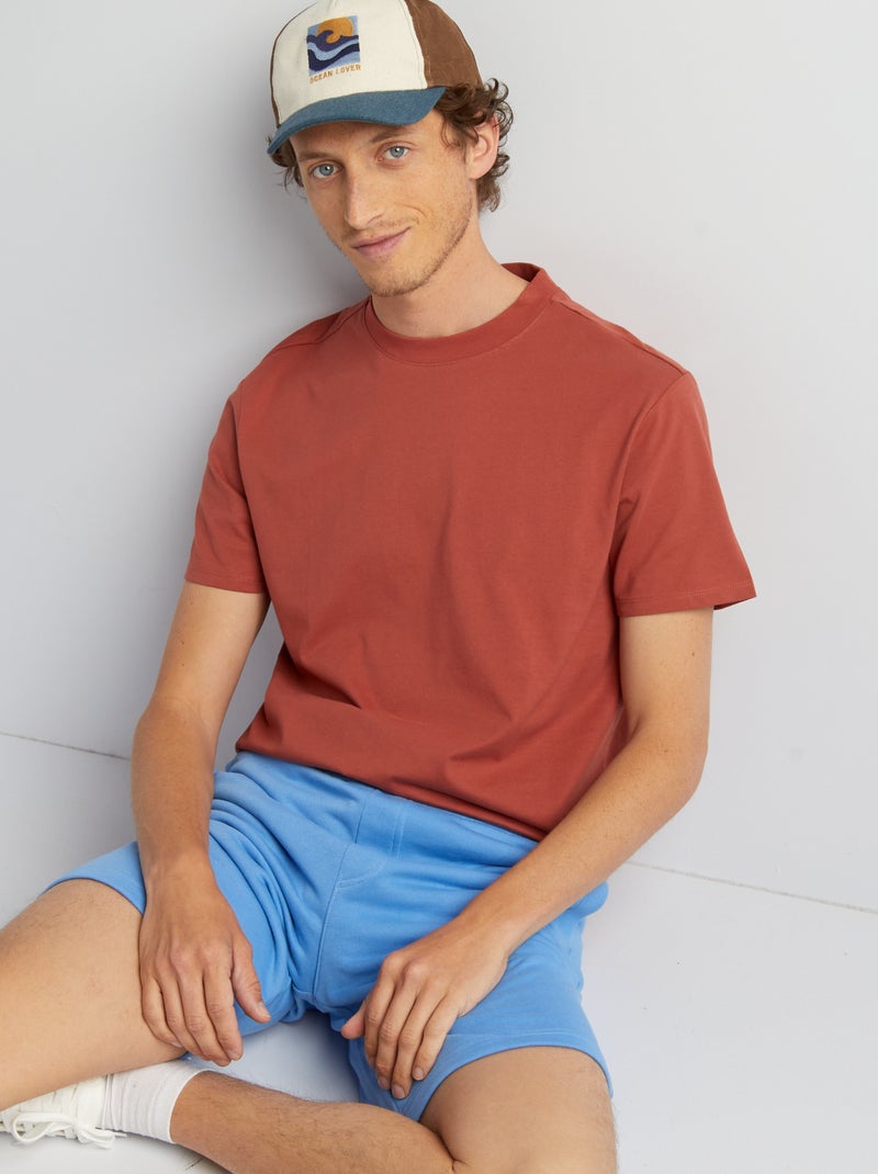 T-shirt com gola redonda de algodão ROXO - Kiabi