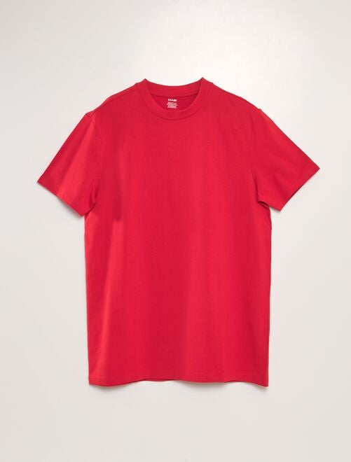 T-shirt com gola redonda de algodão - Kiabi