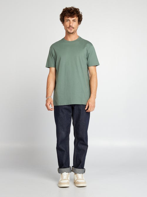 T-shirt com gola redonda de algodão - Kiabi