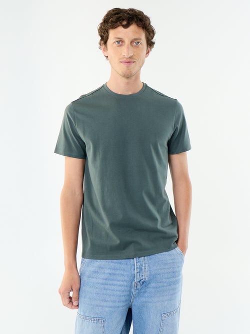 T-shirt com gola redonda de algodão - Kiabi T-shirt com gola redonda de algodão - Kiabi