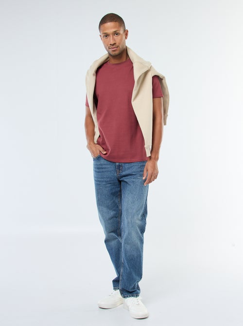 T-shirt com gola redonda de algodão - Kiabi