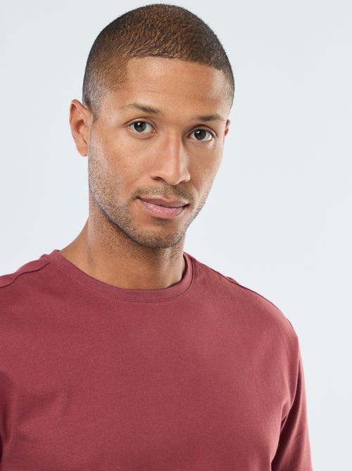 T-shirt com gola redonda de algodão - Kiabi