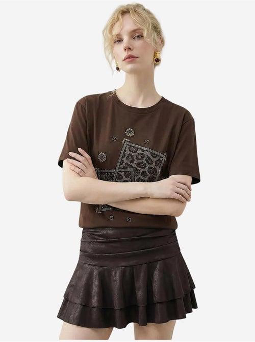 T-shirt com gola redonda e estampado geométrico de lantejoulas lucci - Kiabi T-shirt com gola redonda e estampado geométrico de lantejoulas lucci - Kiabi