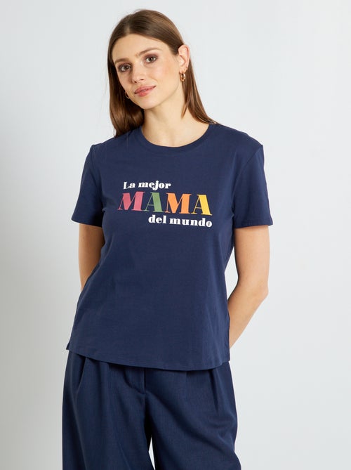 T-shirt com gola redonda em jersey - Kiabi