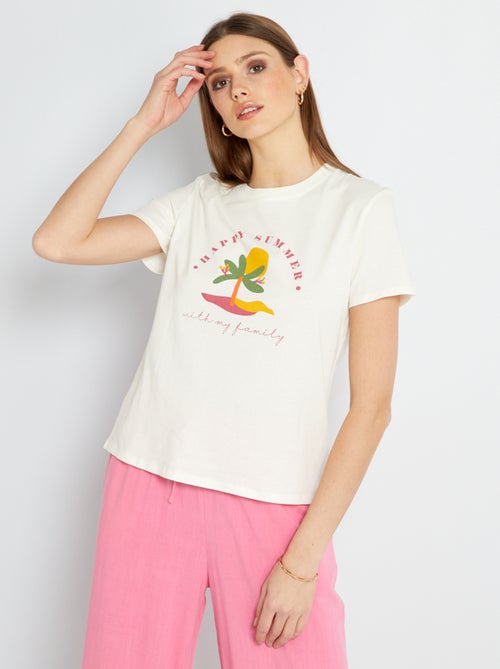T-shirt com gola redonda em jersey - Kiabi