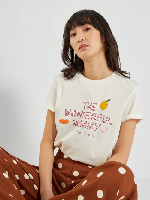 T-shirt com gola redonda em jersey - Kiabi