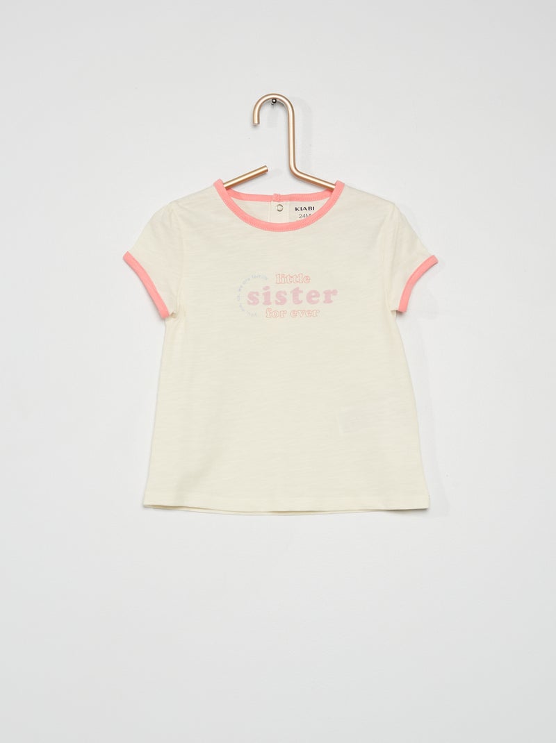 T-shirt com gola redonda em jersey BRANCO - Kiabi