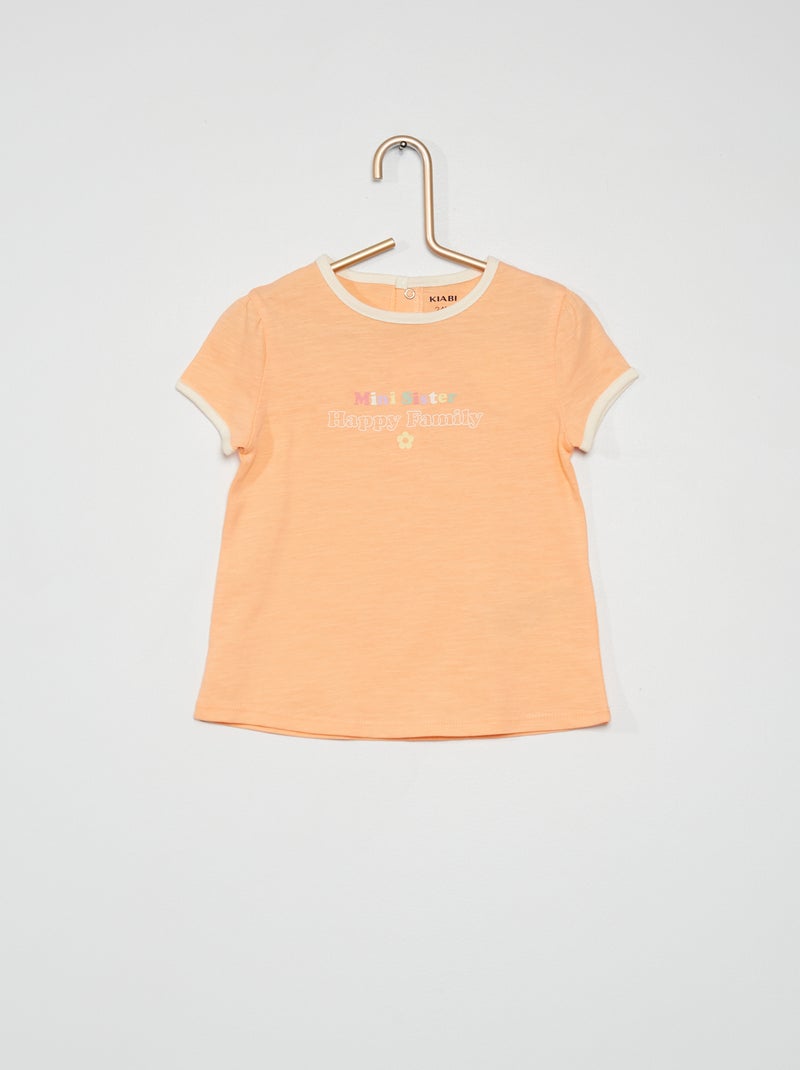 T-shirt com gola redonda em jersey LARANJA - Kiabi